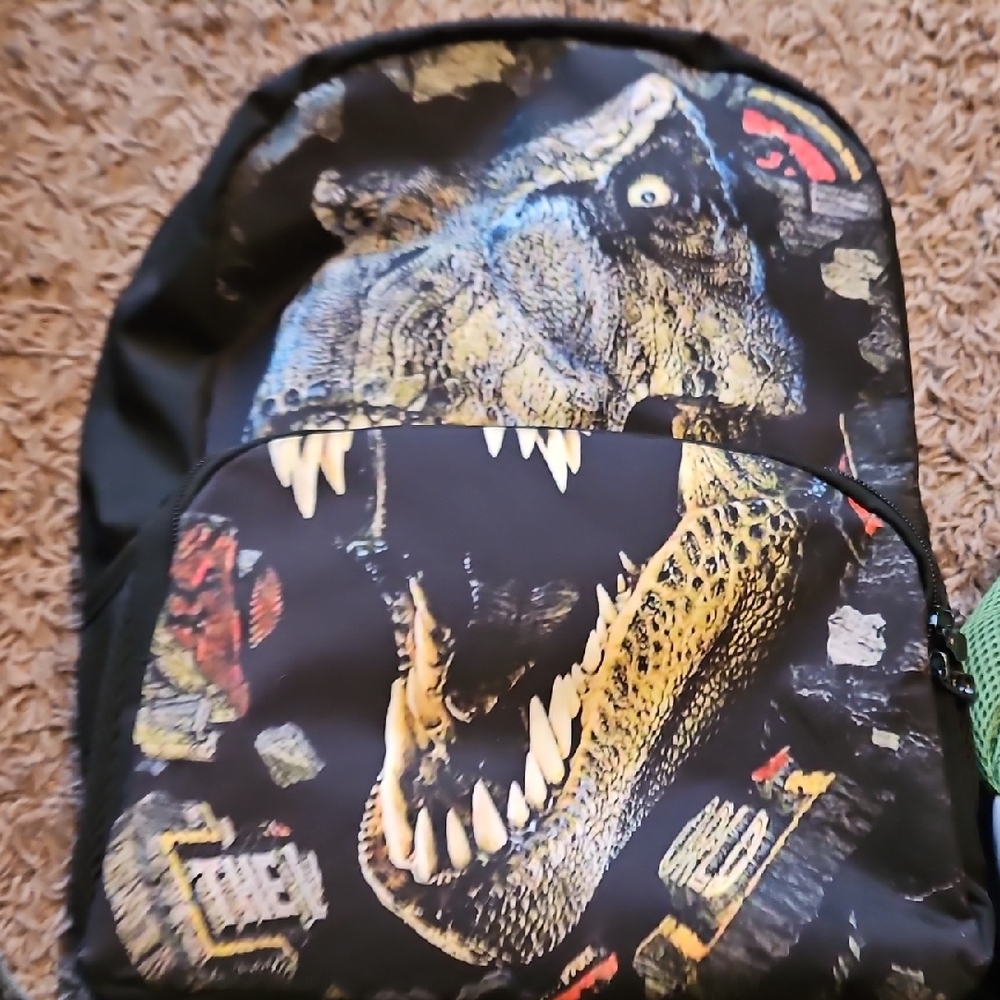 Dinosaur Print Black Backpack